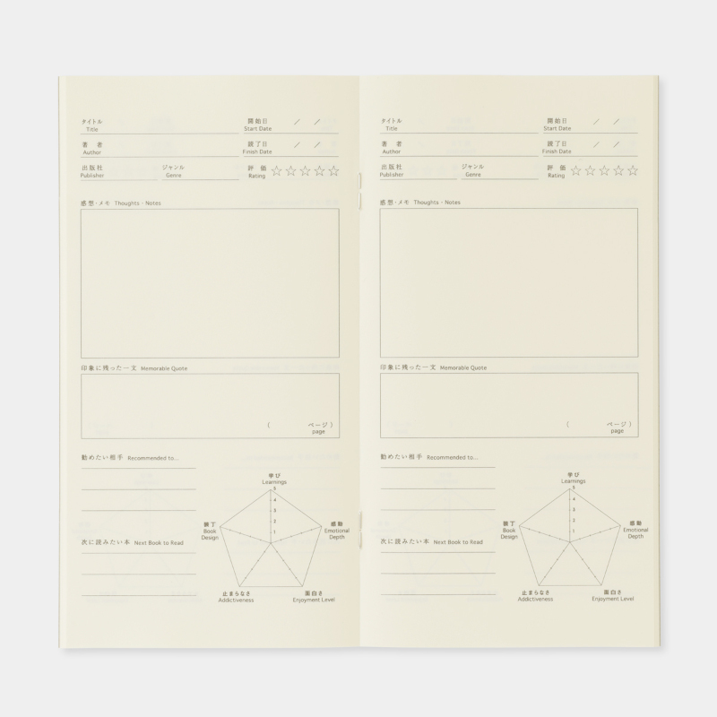 Traveler's Notebook Refill X Mizushima 2025 [07101-183] - Adult Book Review Diary